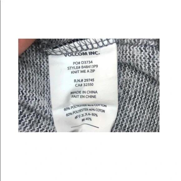 Women’s Volcom Heather-Gray Zip-Up Hoodie w/ a Raised Neck - Picture 12 of 16